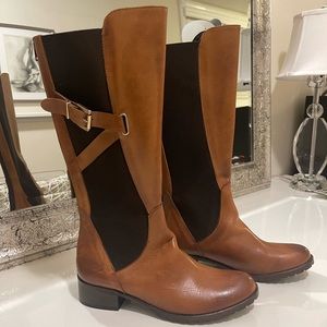 Charles David brown leather knee- high tall boots